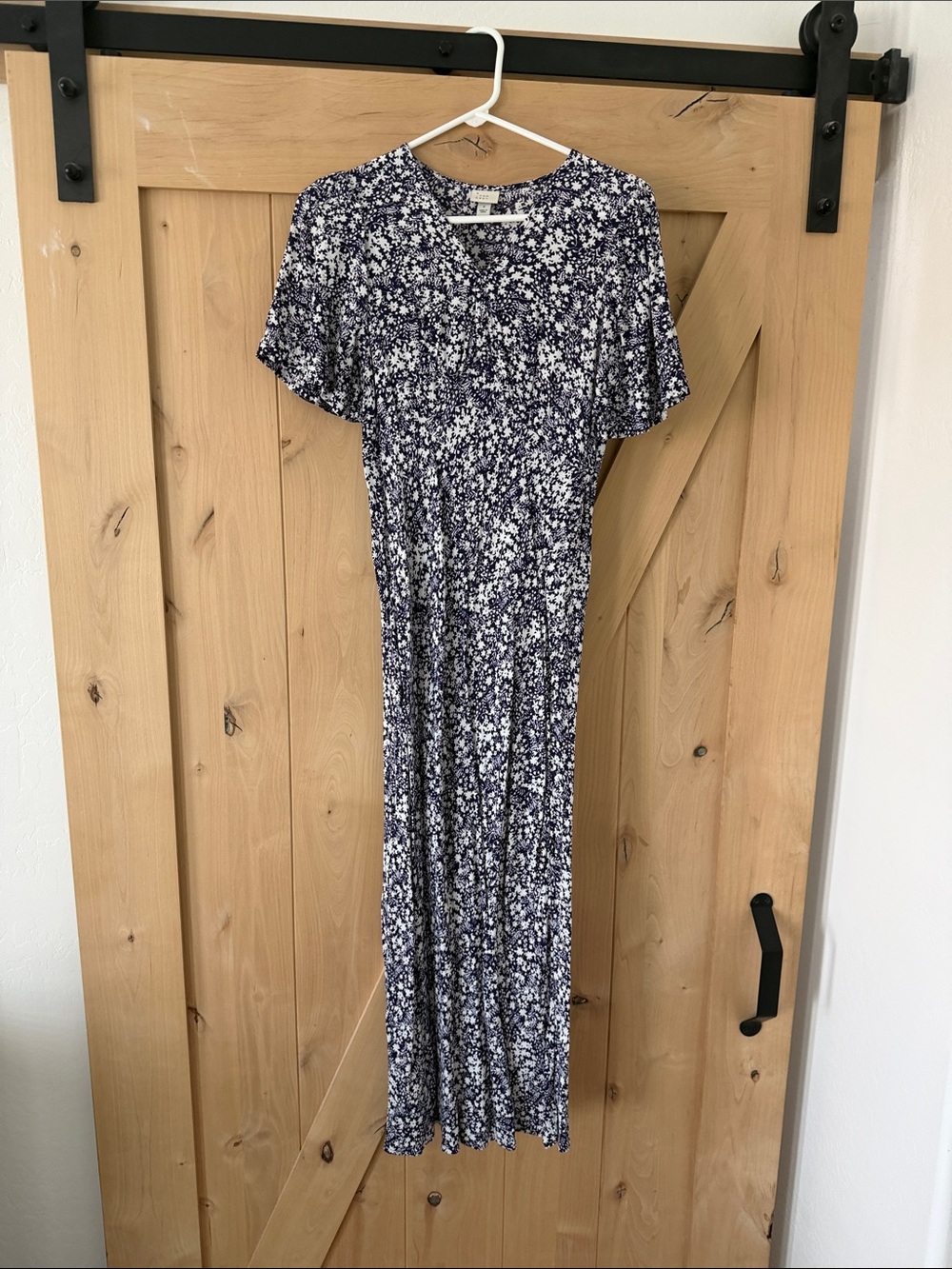 a new day - Purple Floral Short-Sleeve Maxi Dress